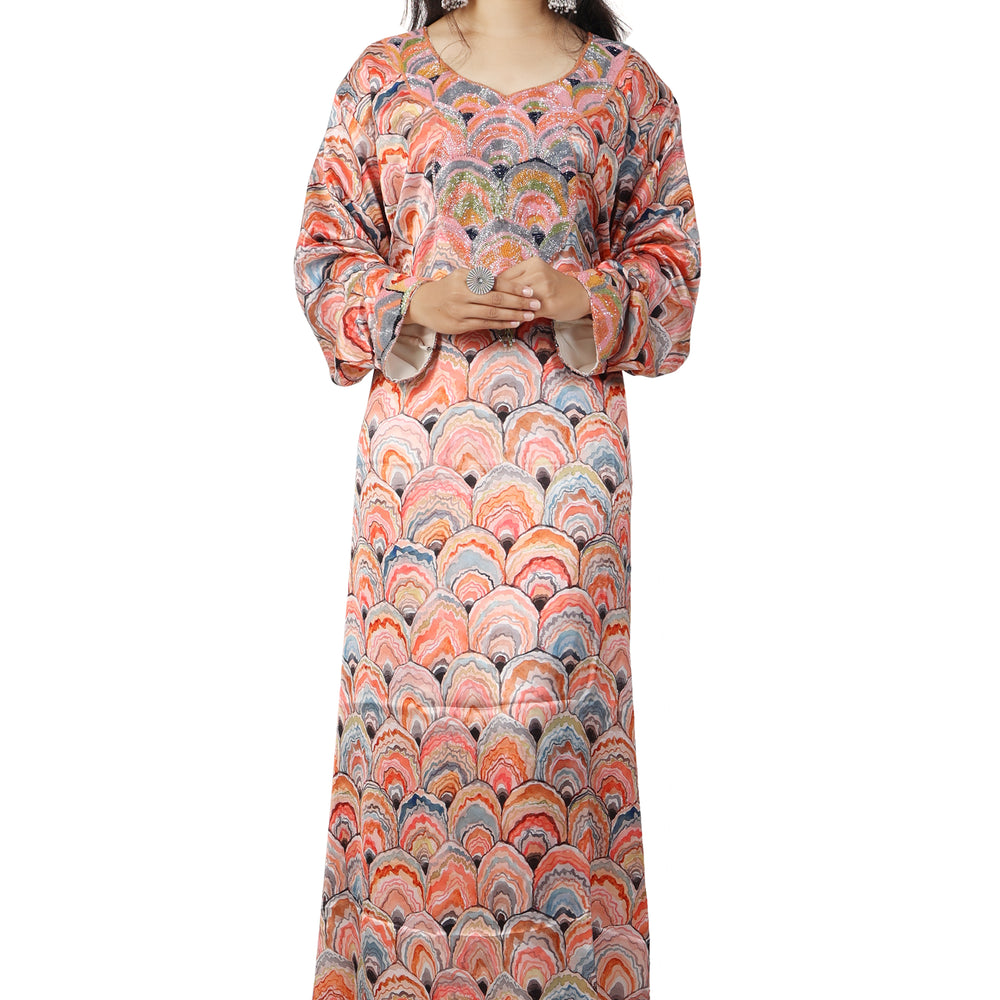 
                  
                    Dubai Farasha Peacock Print Tea Party Gown By Maxim Creation - Maxim Creation
                  
                