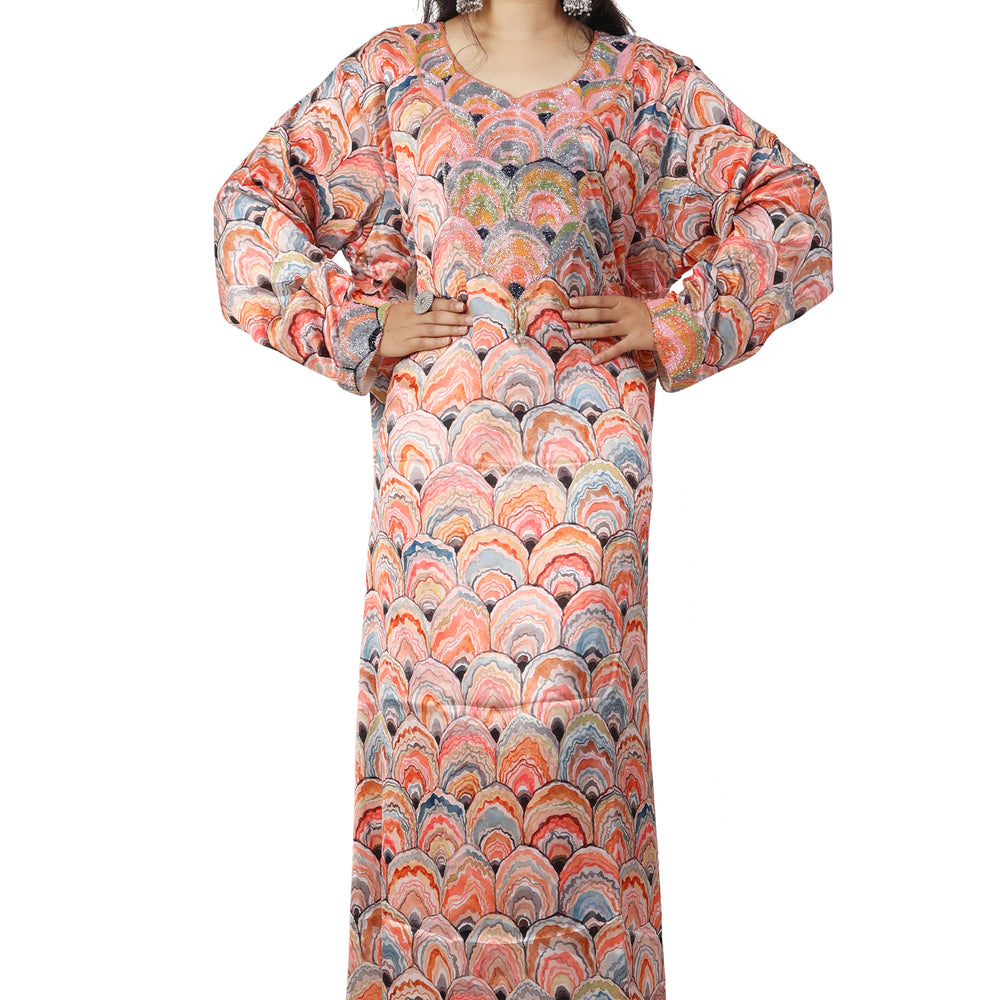 
                  
                    Dubai Farasha Peacock Print Tea Party Gown By Maxim Creation - Maxim Creation
                  
                