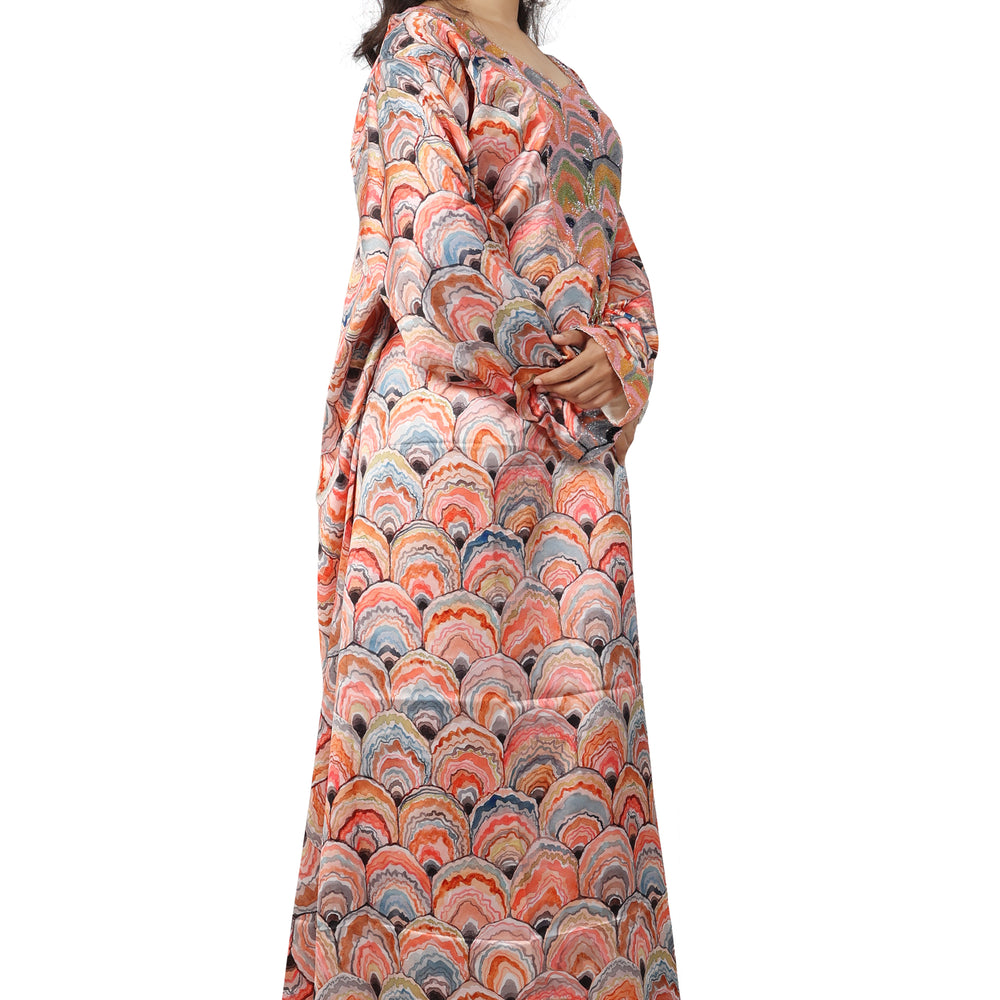 
                  
                    Dubai Farasha Peacock Print Tea Party Gown By Maxim Creation - Maxim Creation
                  
                