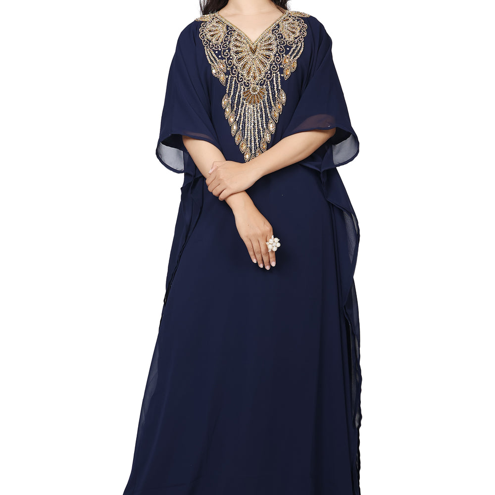 
                  
                    Embroidery Kaftan Handicraft Caftan In Navy Blue by Maxim Creation - Maxim Creation
                  
                