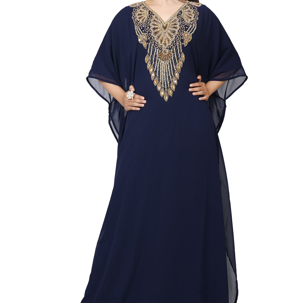 
                  
                    Embroidery Kaftan Handicraft Caftan In Navy Blue by Maxim Creation - Maxim Creation
                  
                