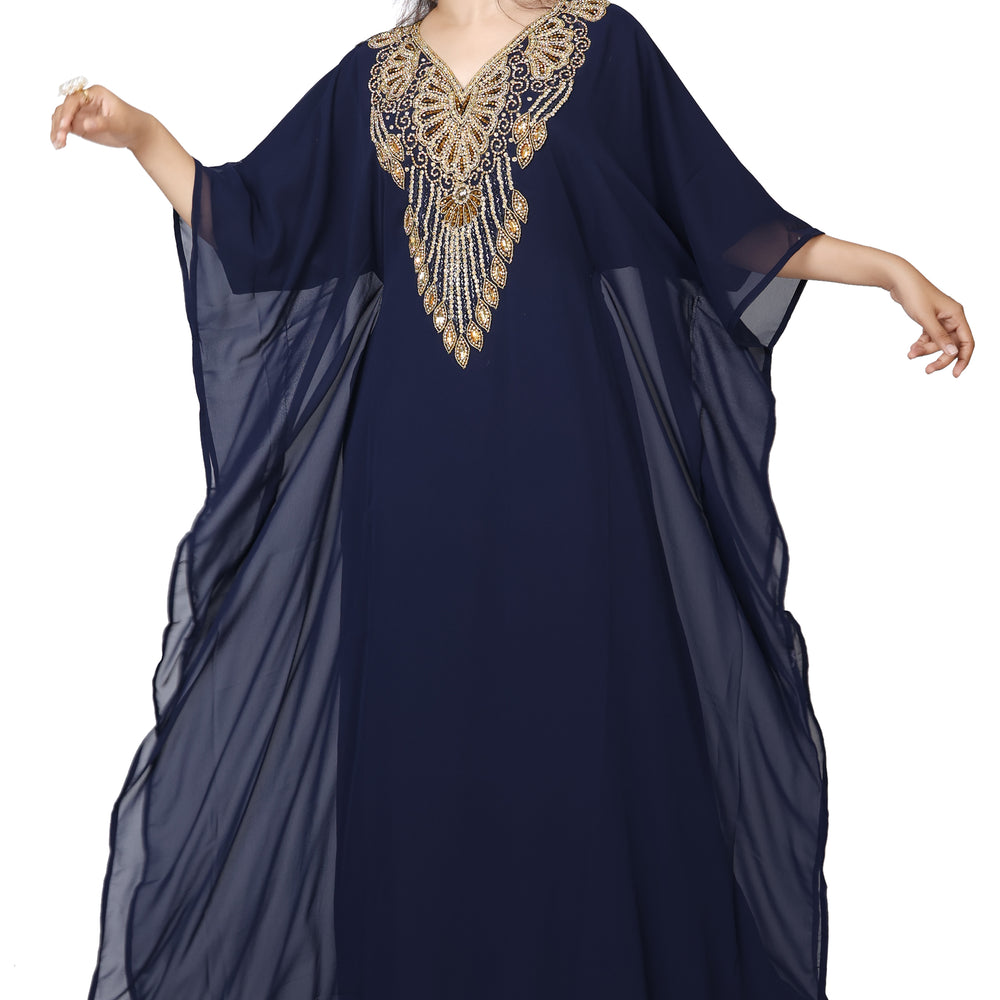 
                  
                    Embroidery Kaftan Handicraft Caftan In Navy Blue by Maxim Creation - Maxim Creation
                  
                
