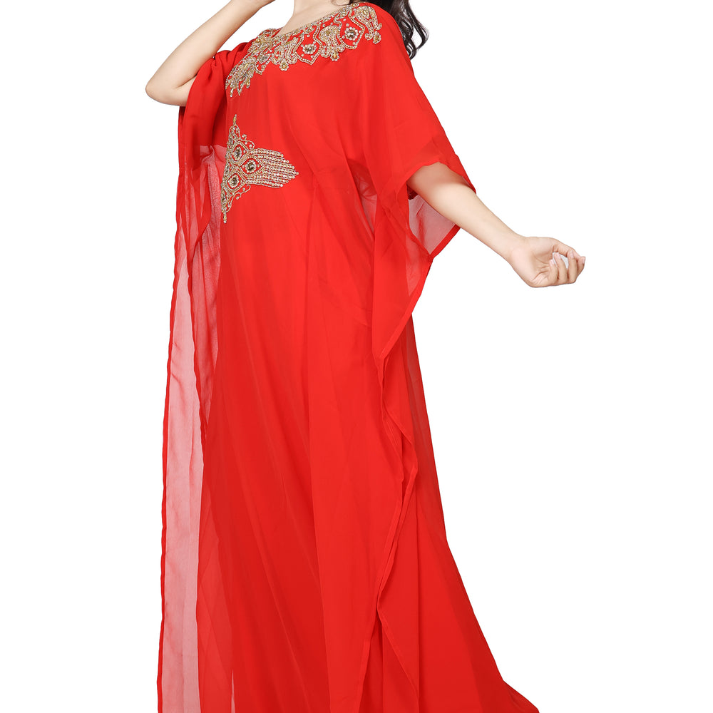 
                  
                    Arabian Farasha Red Kaftan Long Maxi Party Gown - Maxim Creation
                  
                
