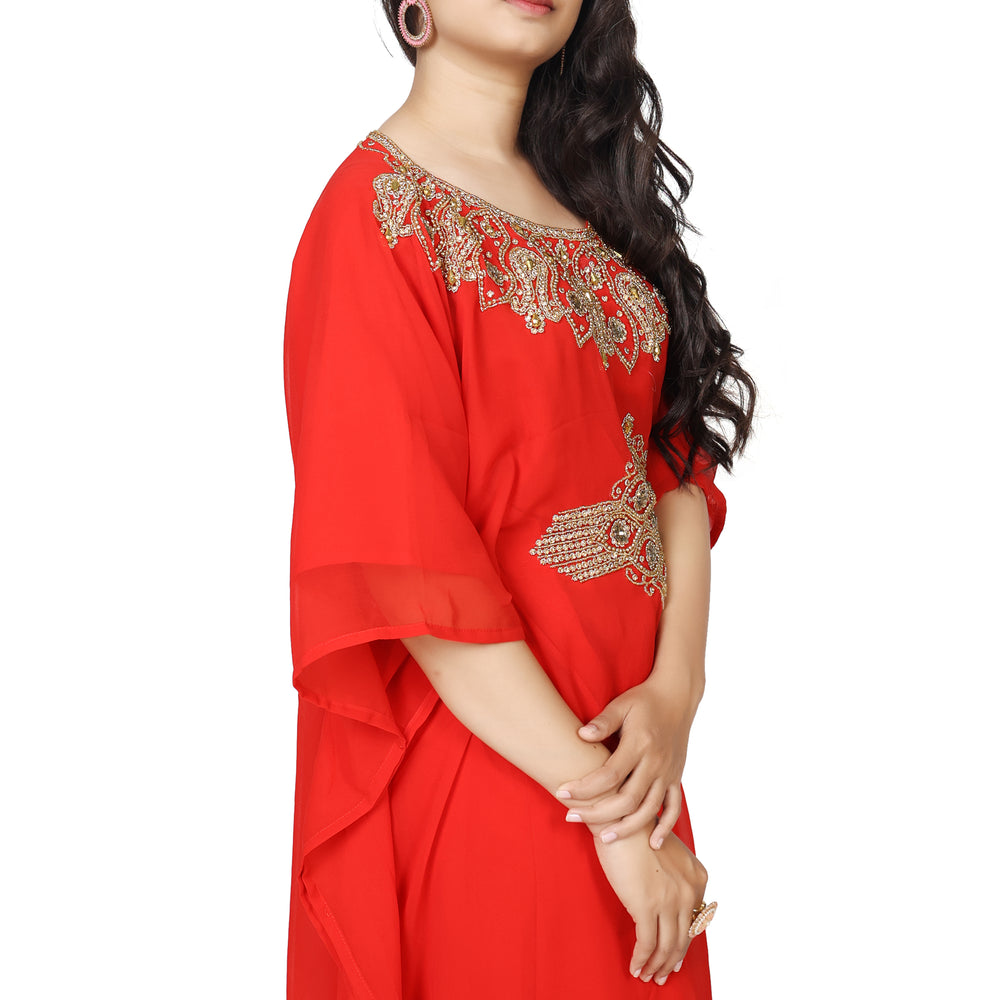 
                  
                    Arabian Farasha Red Kaftan Long Maxi Party Gown - Maxim Creation
                  
                
