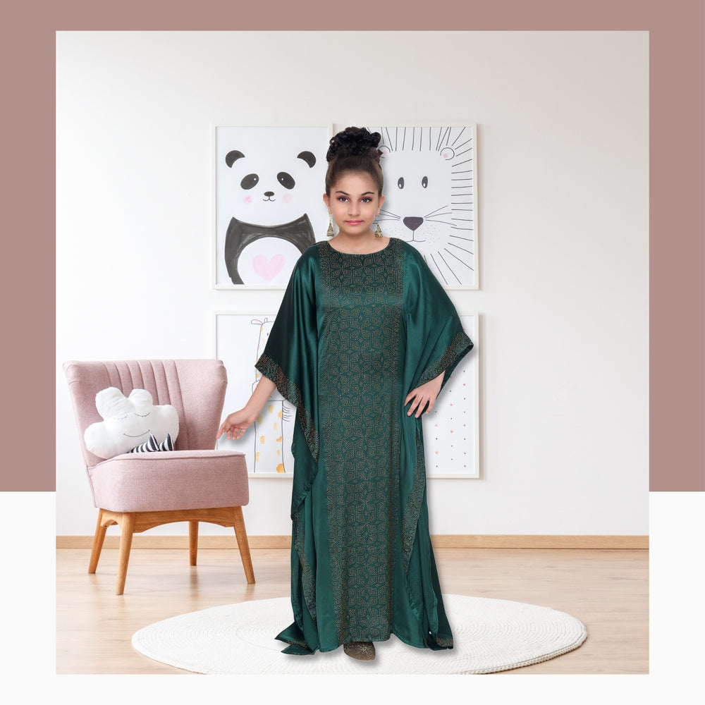 
                  
                    Resort Wear Bottle Green Satin Maxi - Maxim Creation
                  
                