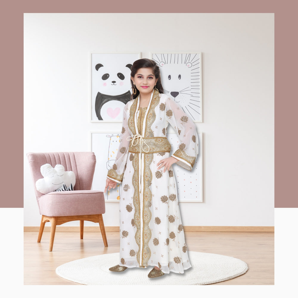 
                  
                    Arabian Kaftan Golden Embroidered Dress - Maxim Creation
                  
                