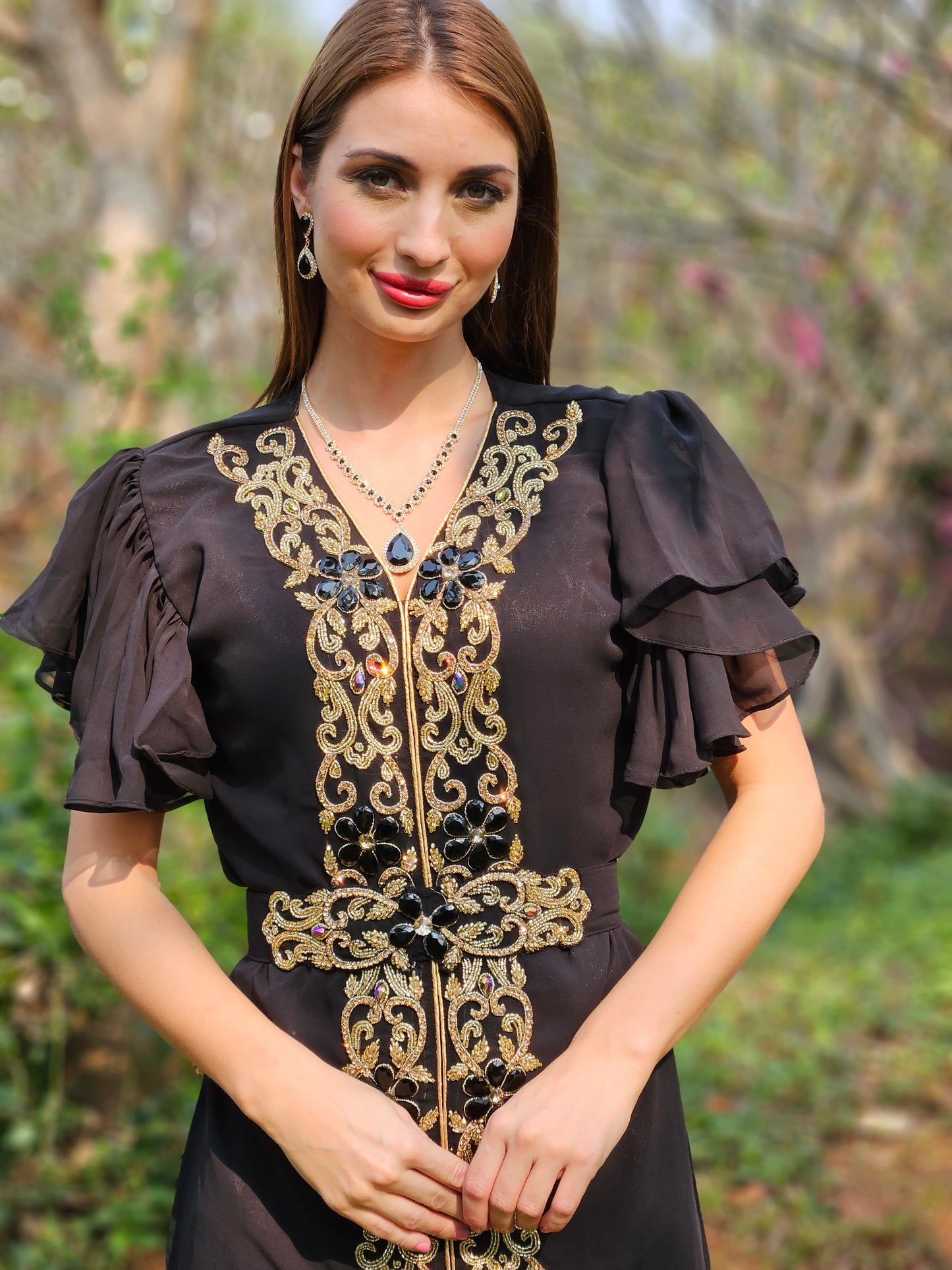 Traditional Arabian Kaftan Handmade Maxi Gown