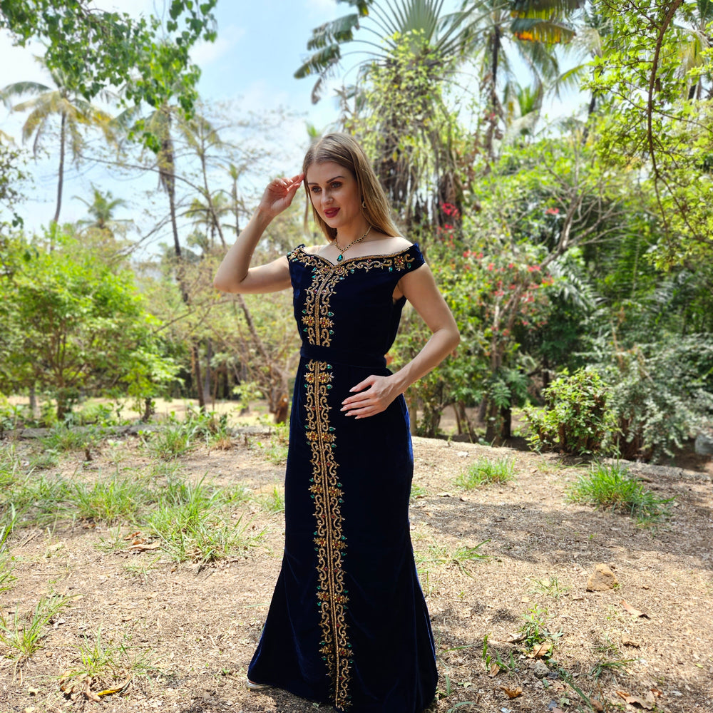
                  
                    Arabian Gown In Velvet Embroidered Maxi Dress
                  
                