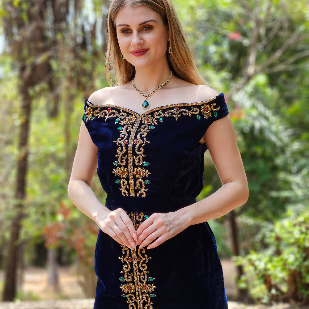 
                  
                    Arabian Gown In Velvet Embroidered Maxi Dress
                  
                