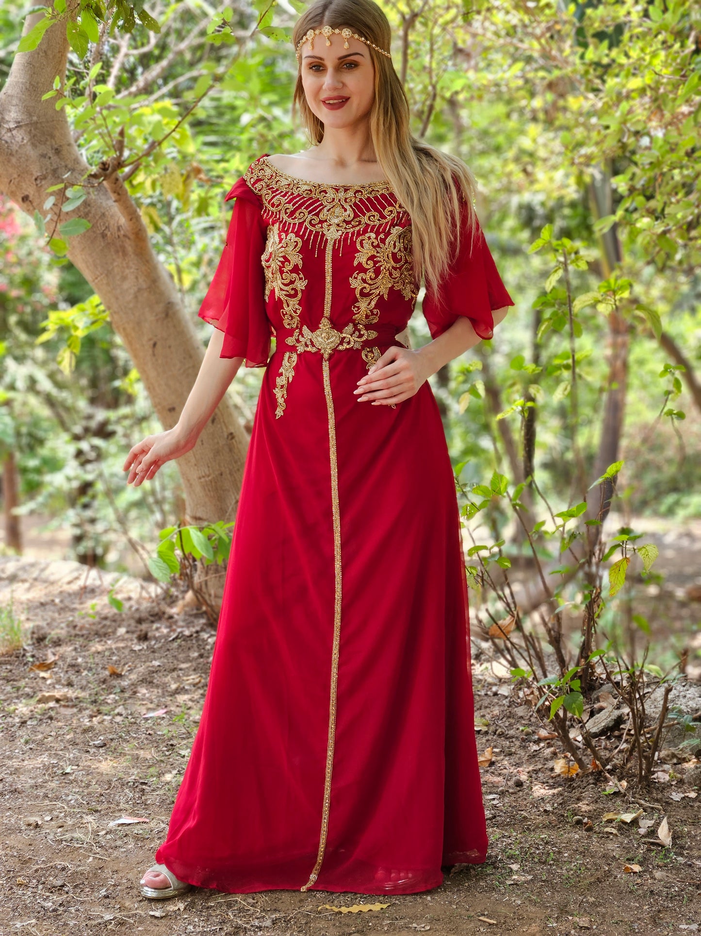 Hand Embroidered Djellaba Party Maxi Dress