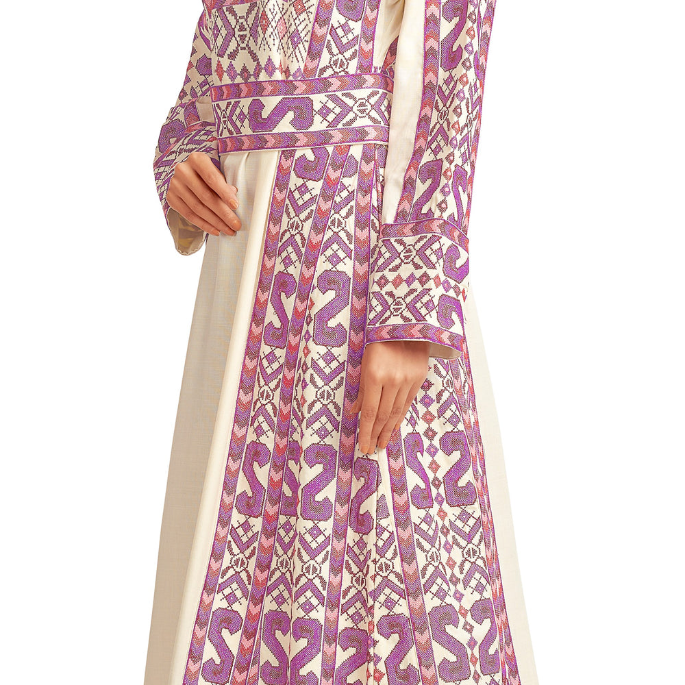 
                  
                    Palestine Pink Cross Stitch Threadwork Kaftan - Maxim Creation
                  
                