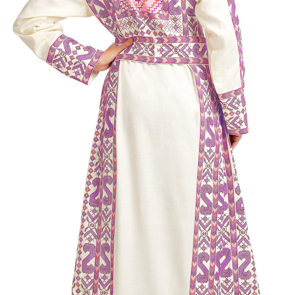Palestine Pink Cross Stitch Threadwork Kaftan - Maxim Creation