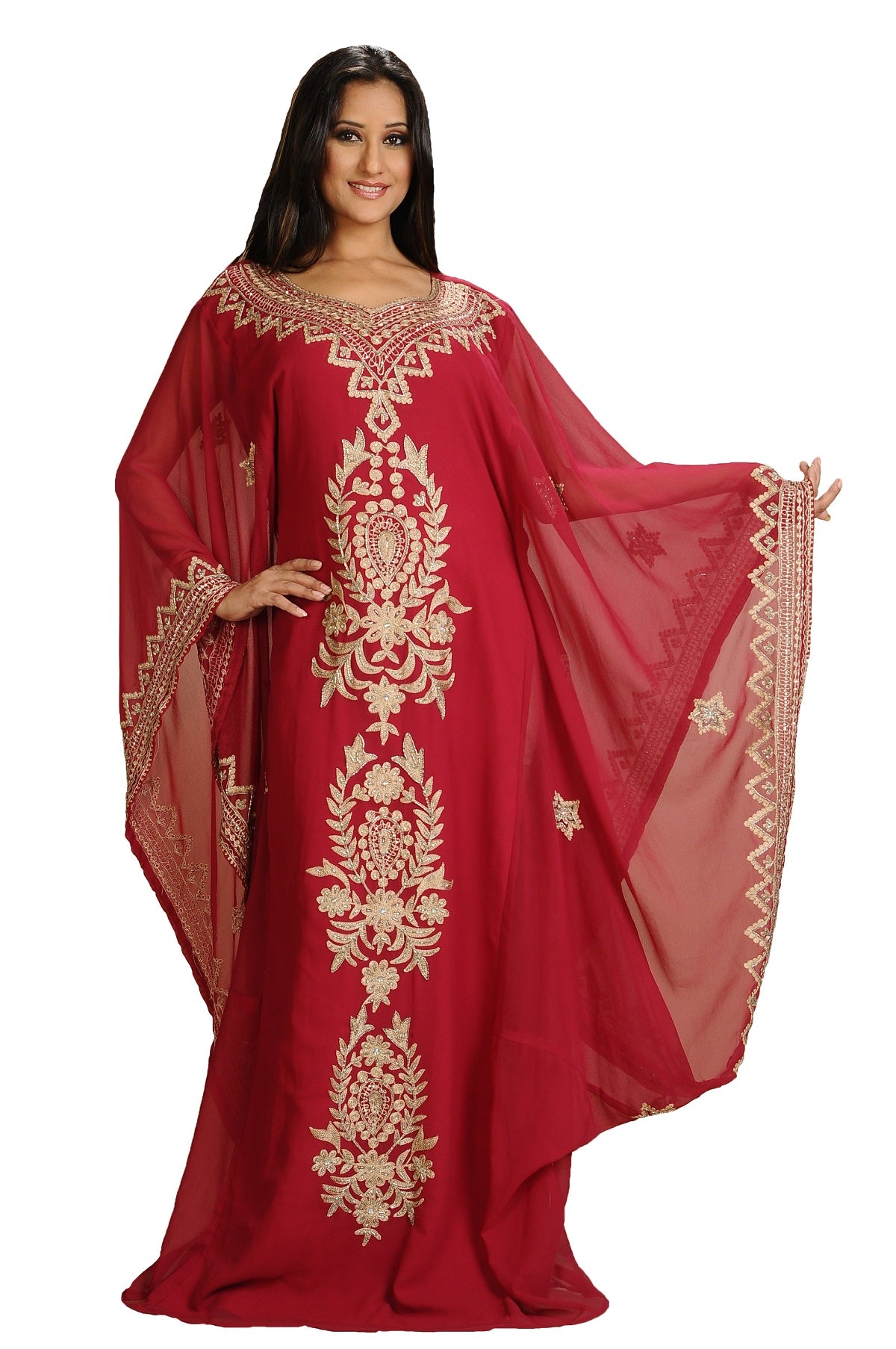 Classic Dubai Kaftan in Maroon Color For Eid - Maxim Creation