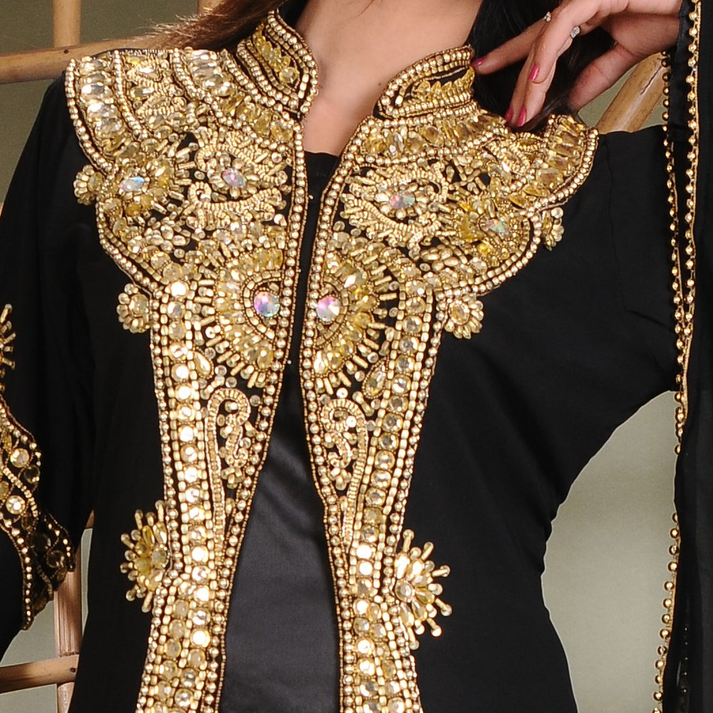 
                  
                    Caftan Dress With Golden Beads - Maxim Creation
                  
                