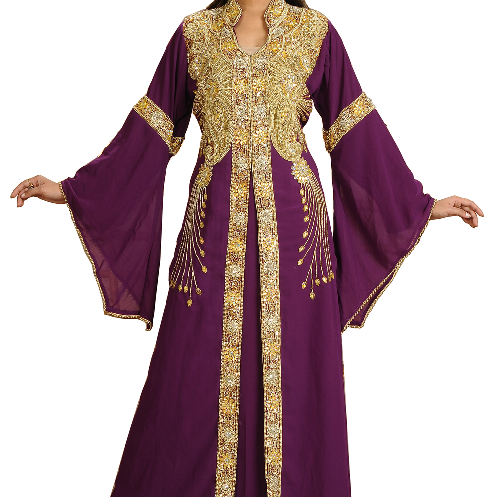 Jellabiya Maxi with Golden Embroidery - Maxim Creation