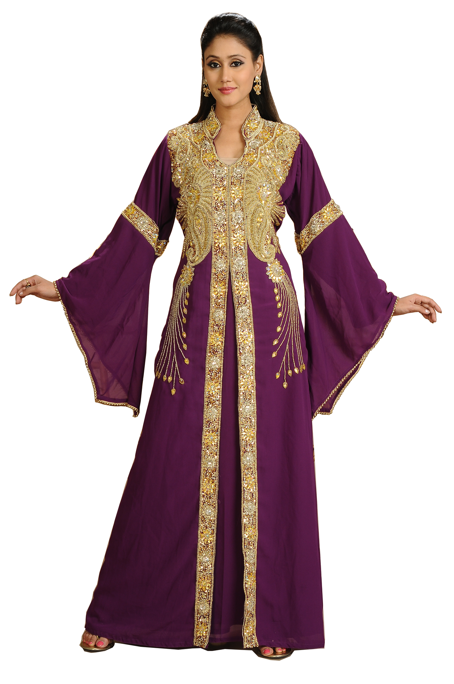 Jellabiya Maxi with Golden Embroidery - Maxim Creation