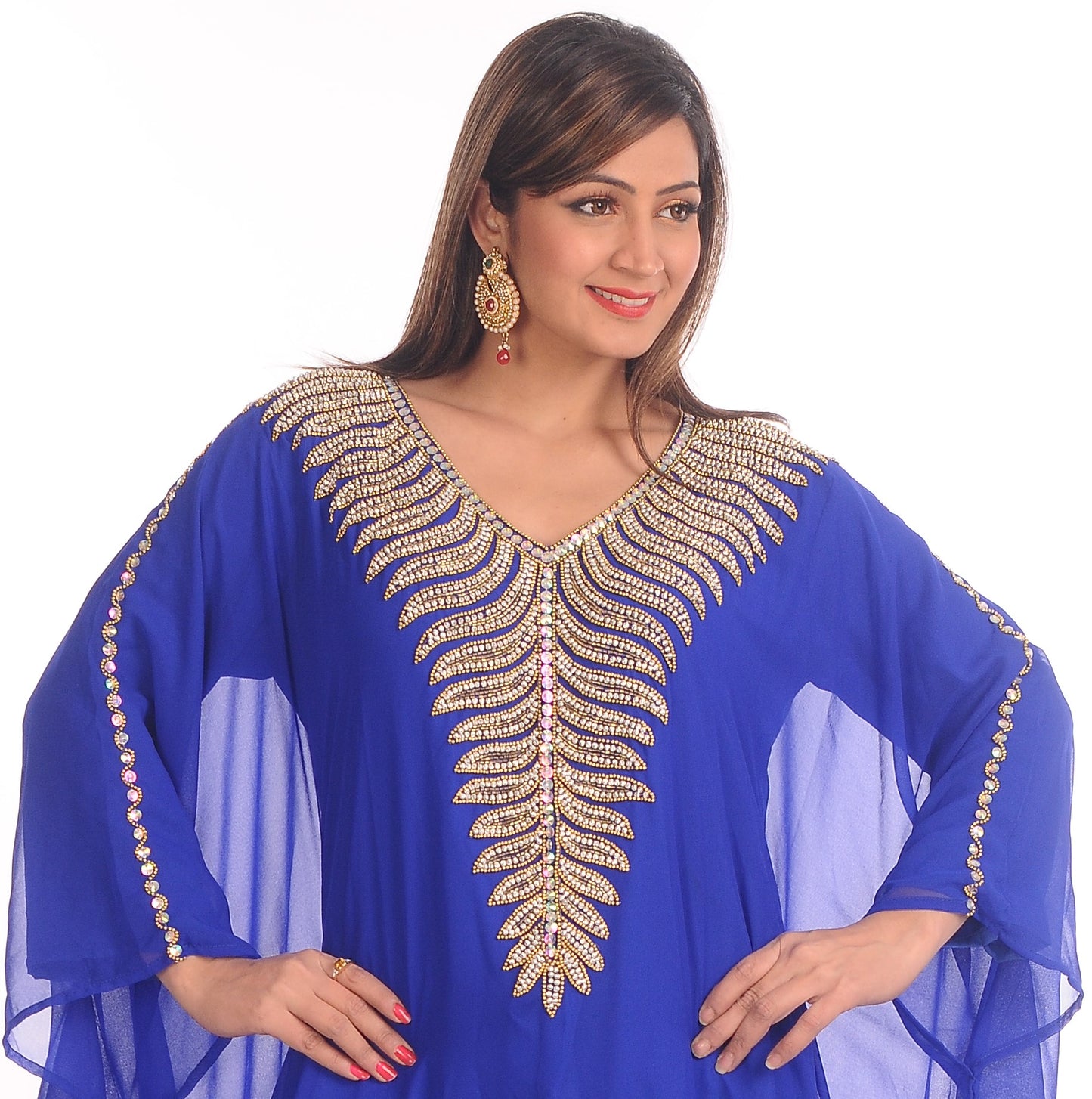 Farasha Maxi in Royal Blue Color Caftan - Maxim Creation