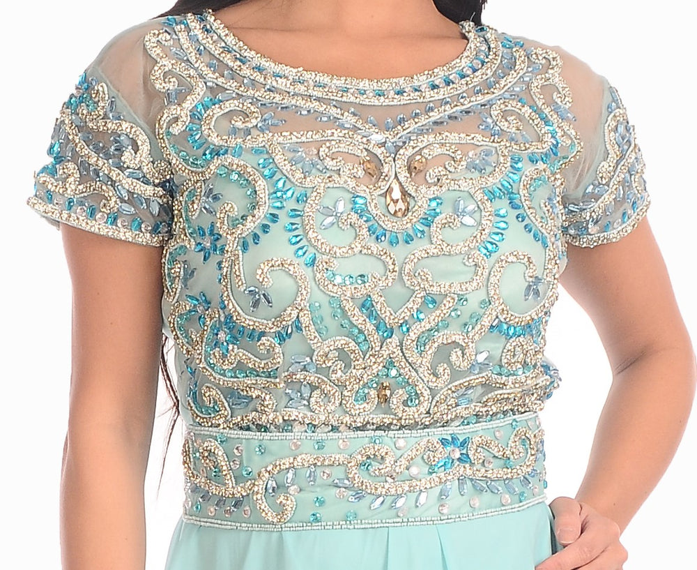 
                  
                    SHORT SLEEVE PROM DRESS SKY BLUE MAXI - Maxim Creation
                  
                