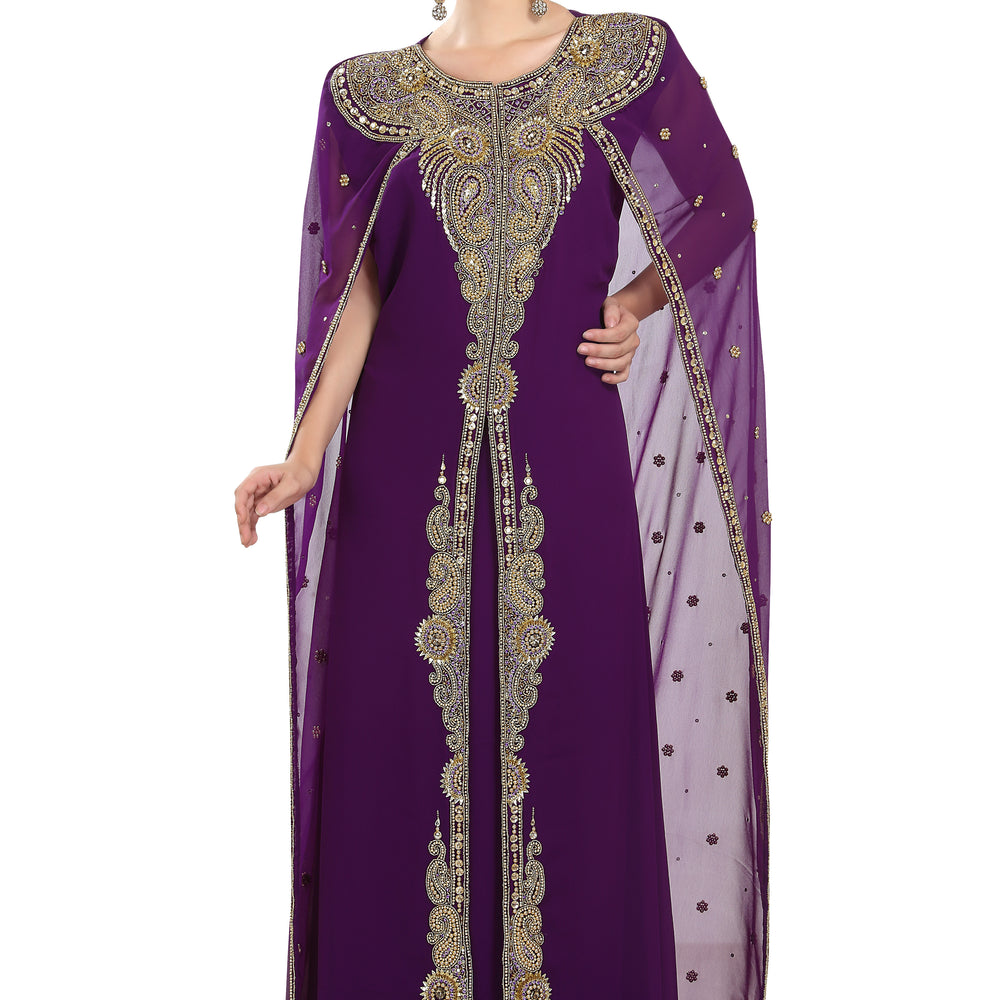 
                  
                    Sleeveless Maxi Kaftan with Long Cape - Maxim Creation
                  
                
