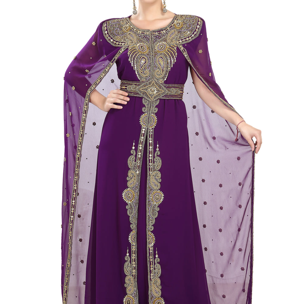Sleeveless Maxi Kaftan with Long Cape - Maxim Creation