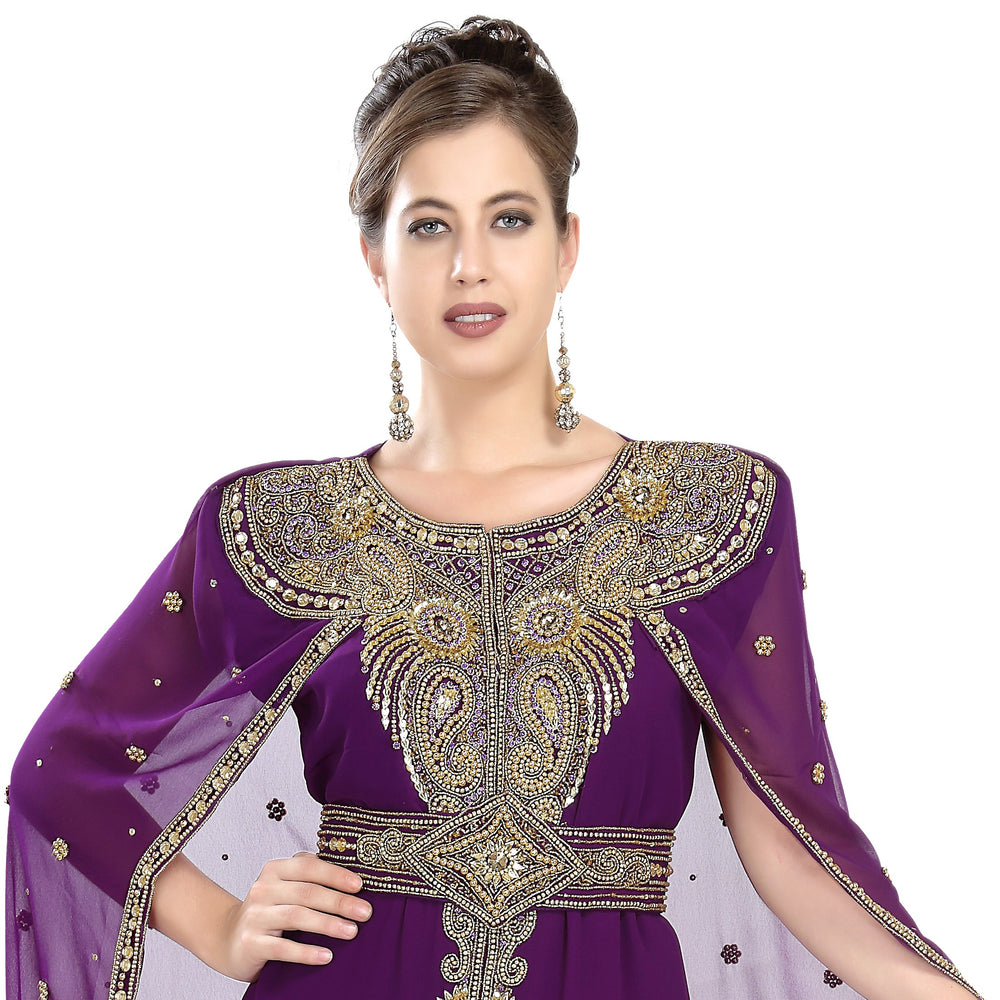 Sleeveless Maxi Kaftan with Long Cape - Maxim Creation