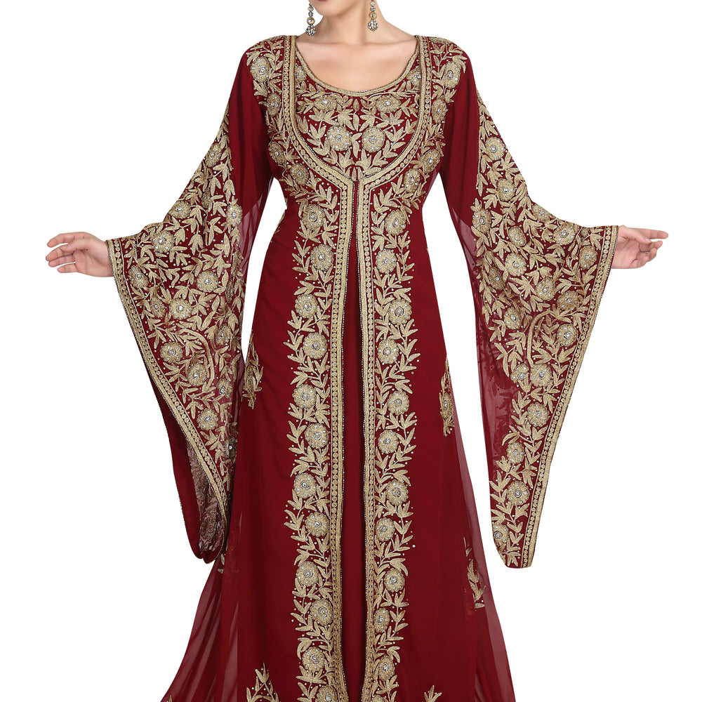 
                  
                    Traditional Kaftan Bell Sleeve Wedding Gown - Maxim Creation
                  
                