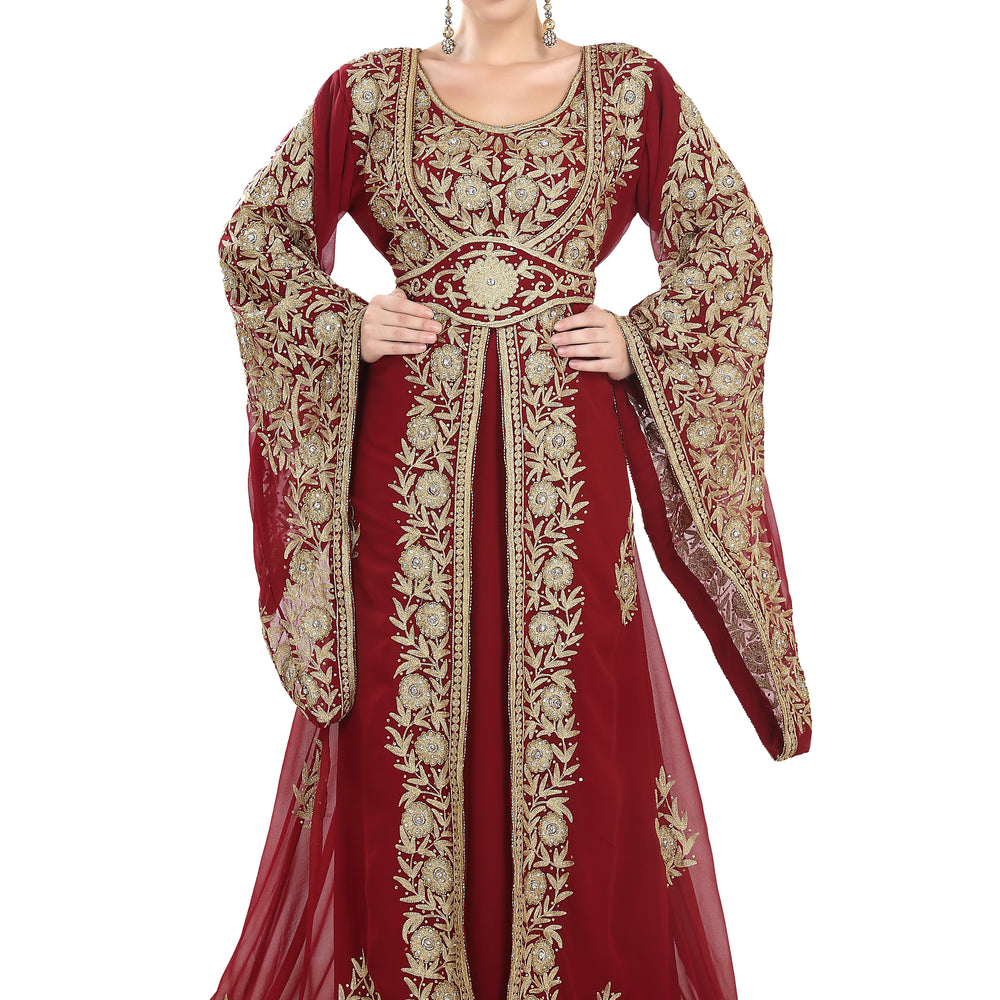 
                  
                    Traditional Kaftan Bell Sleeve Wedding Gown - Maxim Creation
                  
                