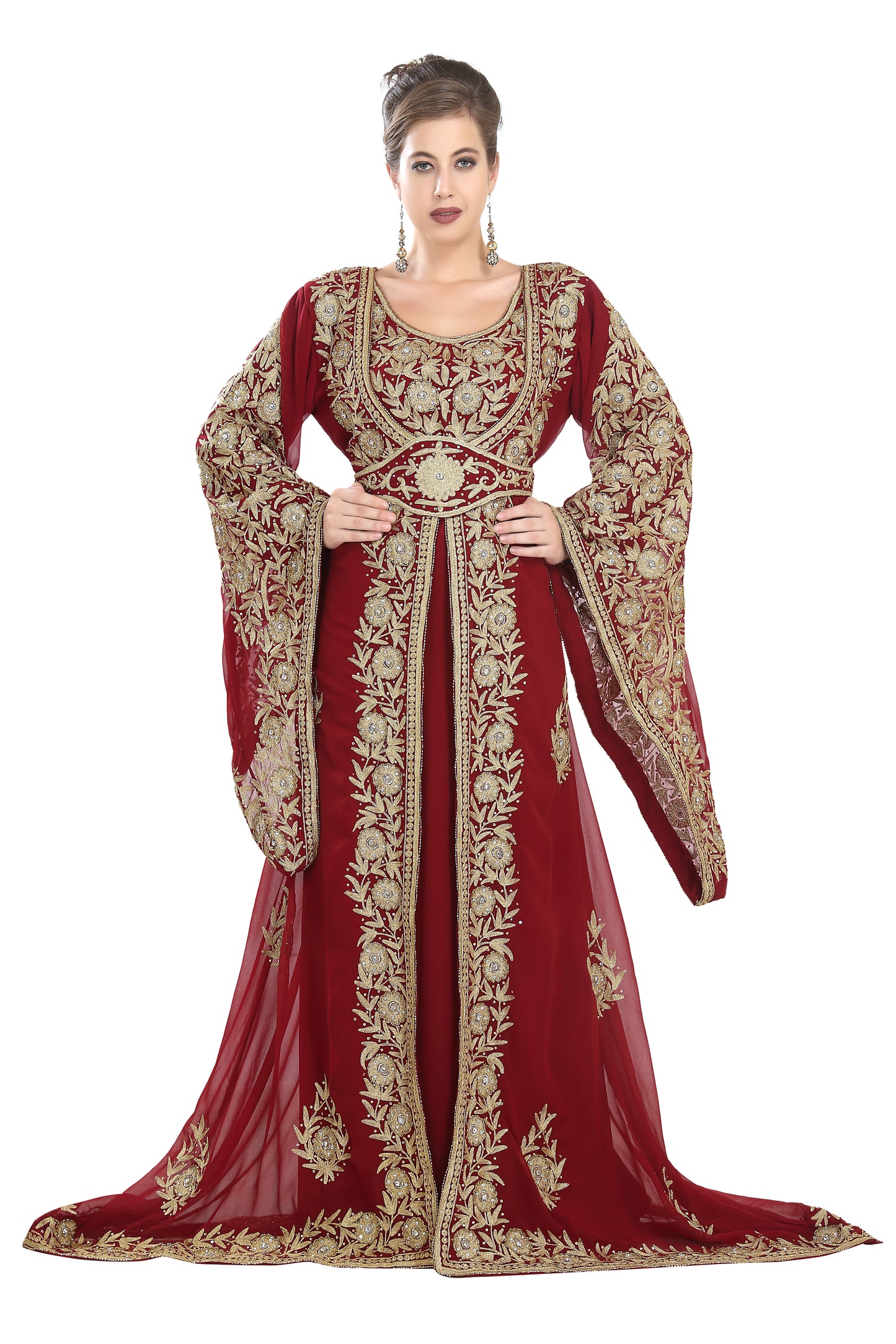 Traditional Kaftan Bell Sleeve Wedding Gown - Maxim Creation