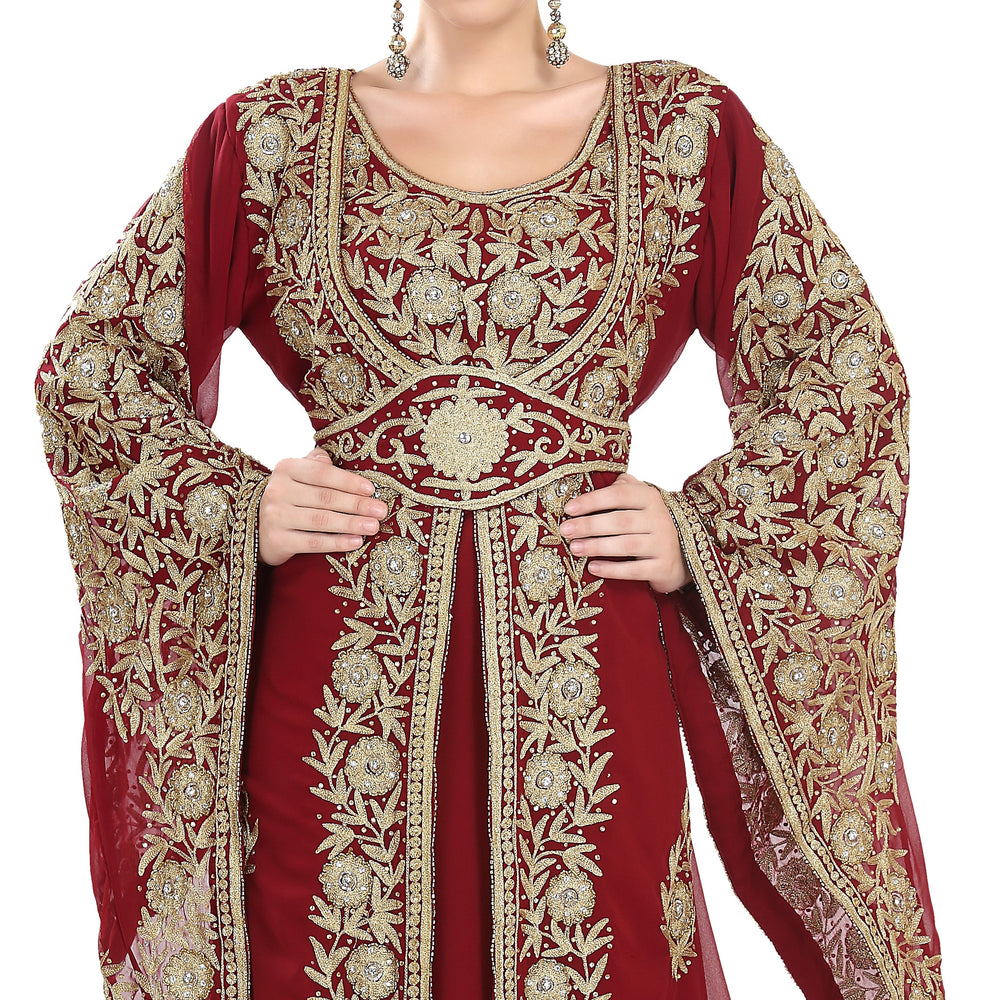 
                  
                    Traditional Kaftan Bell Sleeve Wedding Gown - Maxim Creation
                  
                