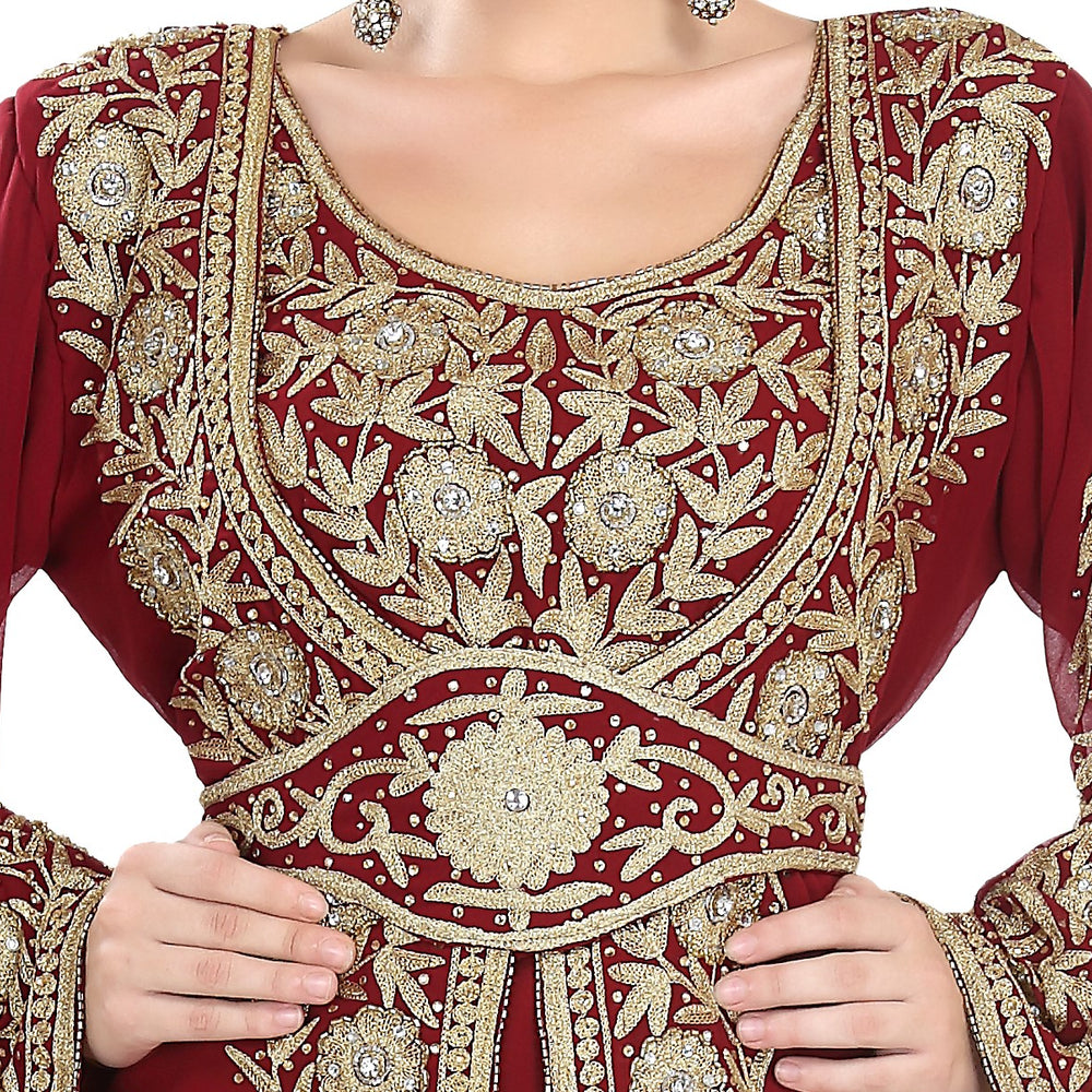 
                  
                    Traditional Kaftan Bell Sleeve Wedding Gown - Maxim Creation
                  
                
