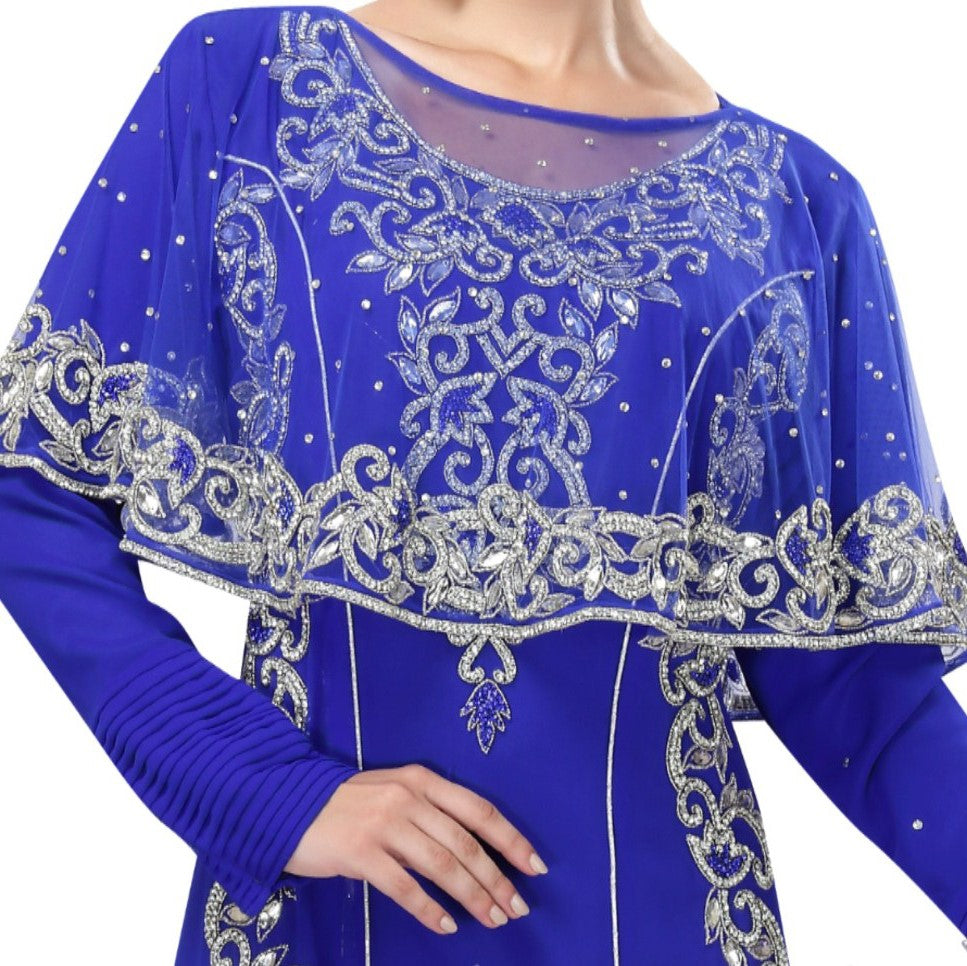 Moroccan Takchita with Glass Crystal Embroidered Dress - Maxim Creation