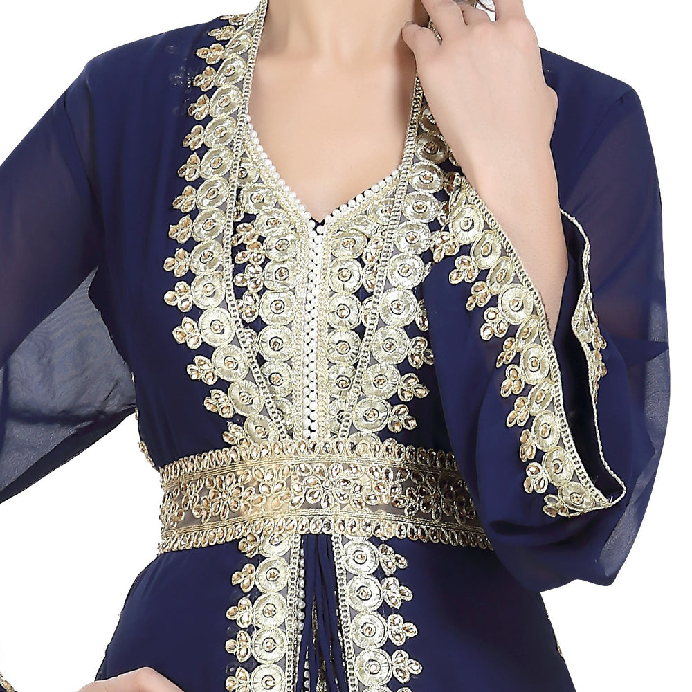 
                  
                    Kaftan With Golden Lace Work - Maxim Creation
                  
                