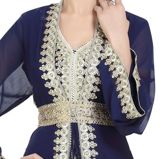 Kaftan With Golden Lace Work - Maxim Creation