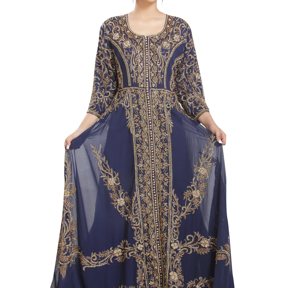 
                  
                    Swedish Dress Ball Gown in Navy Blue Kaftan - Maxim Creation
                  
                