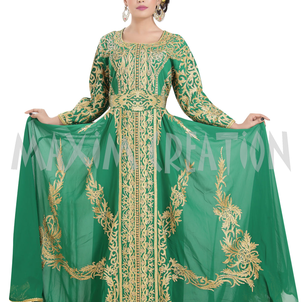 
                  
                    Traditional Kaftan Machine Embroidered Gown - Maxim Creation
                  
                