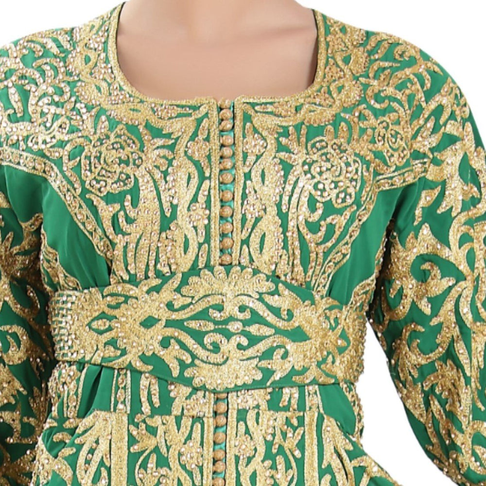 
                  
                    Traditional Kaftan Machine Embroidered Gown - Maxim Creation
                  
                