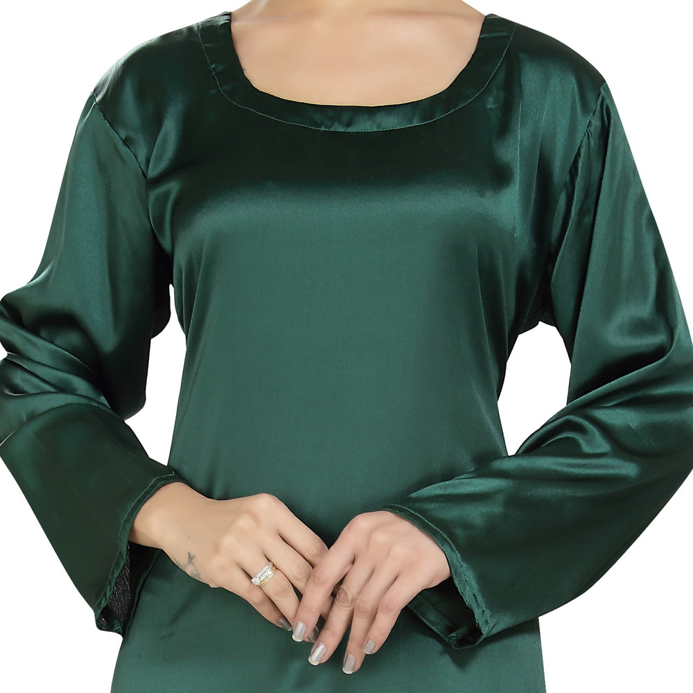 Satin Fabric Plain Inner Maxi Home Gown Night Dress Free Size - Maxim Creation