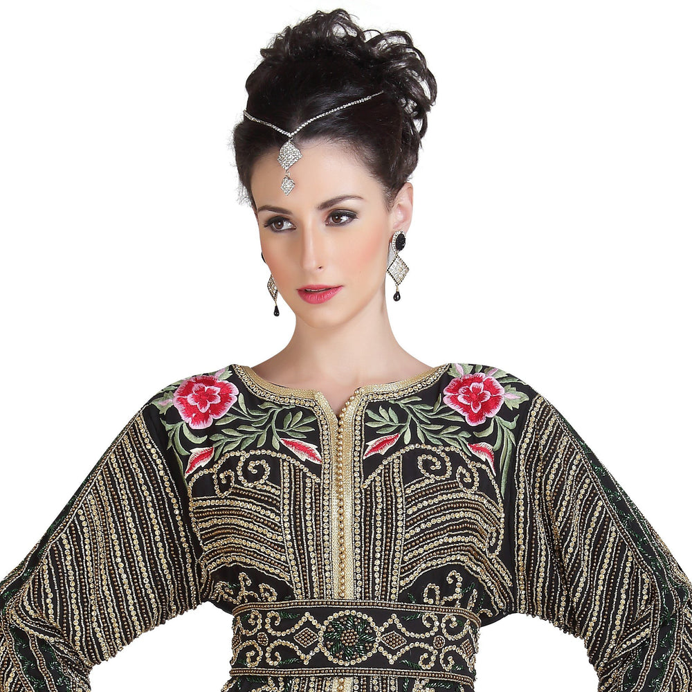 
                  
                    Djellaba Kaftan With Floral Zari Embroidery - Maxim Creation
                  
                