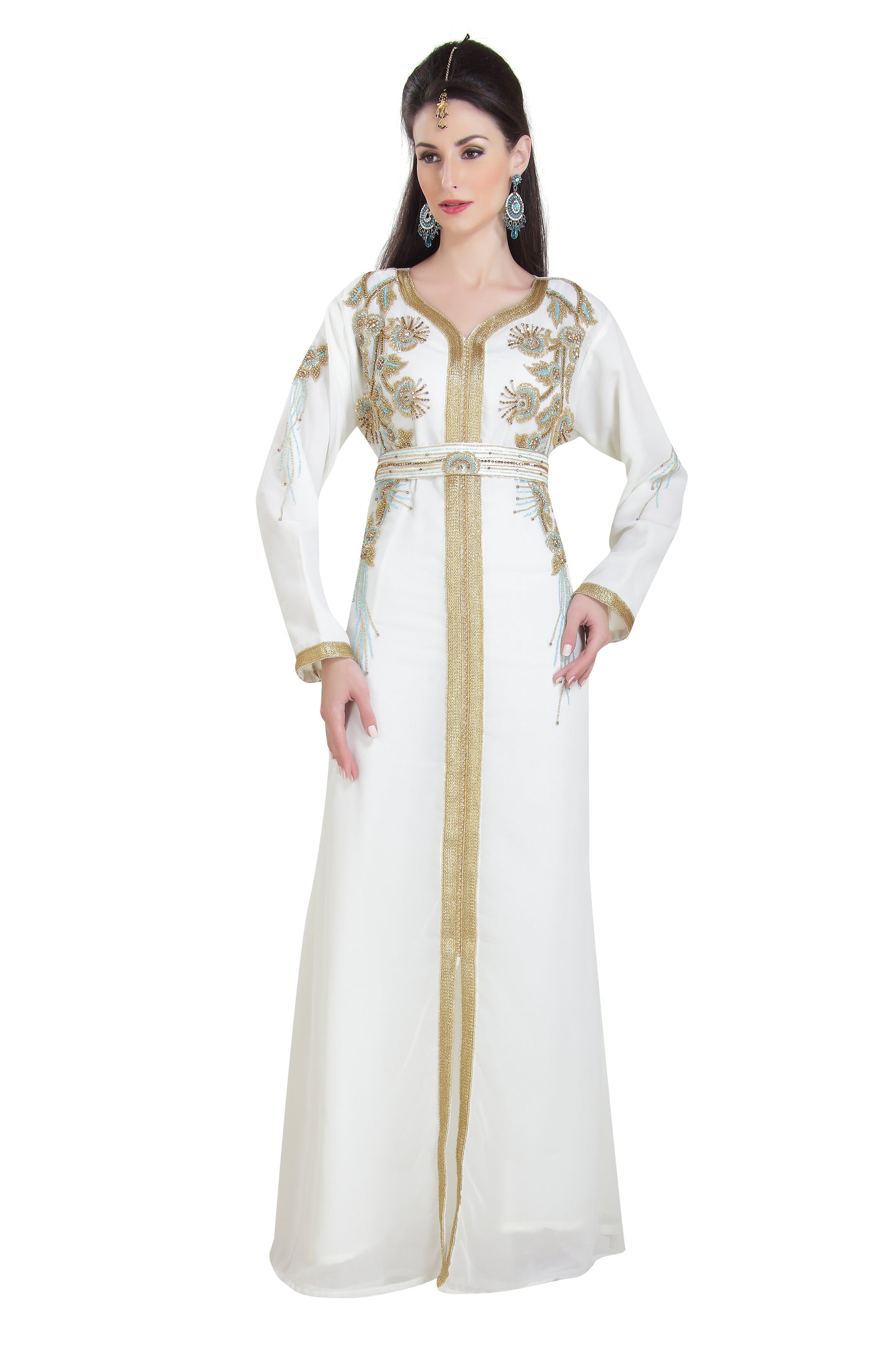 Arabic Kaftan With Colorful Hand Embroidery Work - Maxim Creation