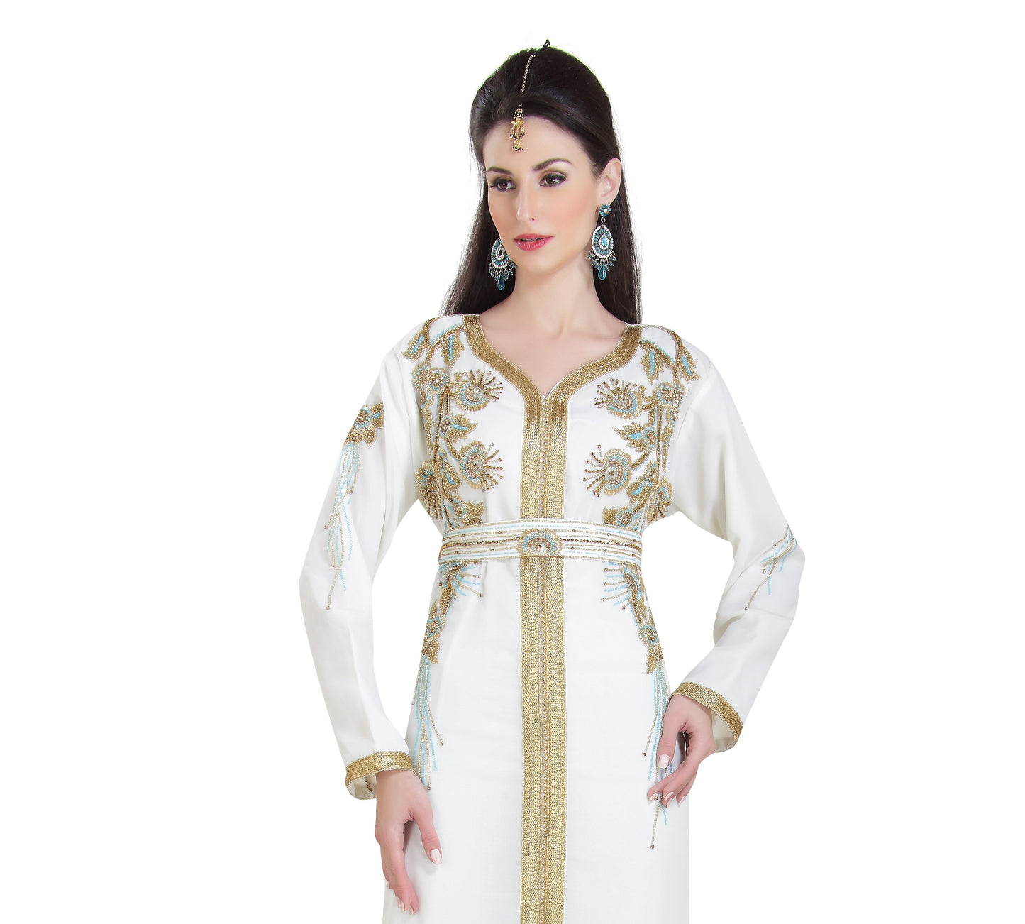 Arabic Kaftan With Colorful Hand Embroidery Work - Maxim Creation