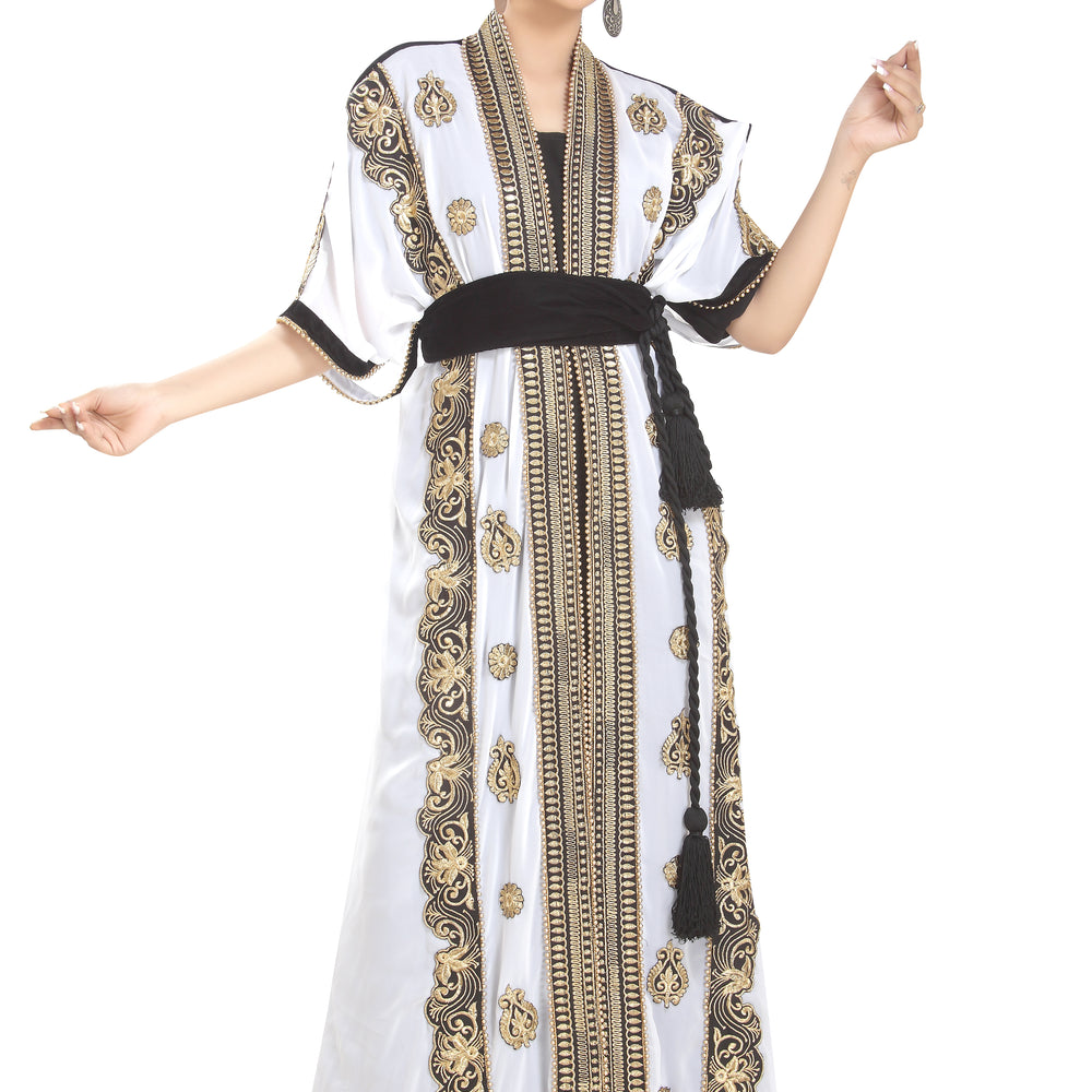 
                  
                    Abaya Maxi With Oriental Wedding Robe Embroidered Gown - Maxim Creation
                  
                