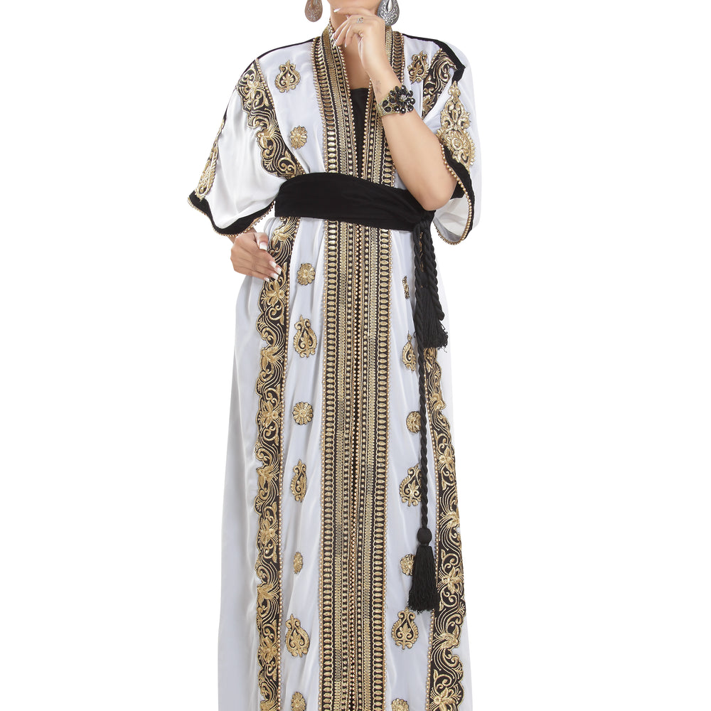 
                  
                    Abaya Maxi With Oriental Wedding Robe Embroidered Gown - Maxim Creation
                  
                