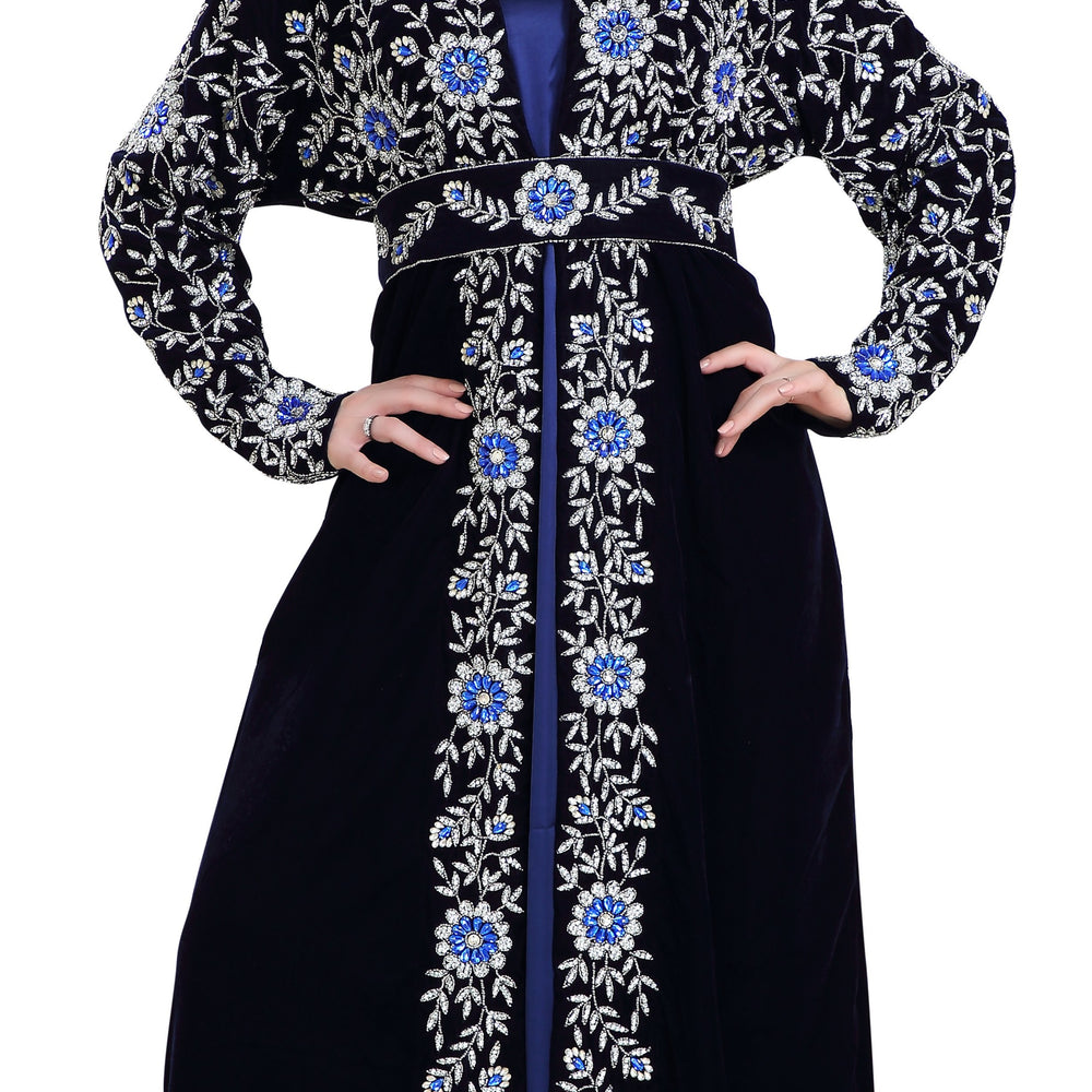 Arabian Caftan Dress With Floral Embroidery - Maxim Creation