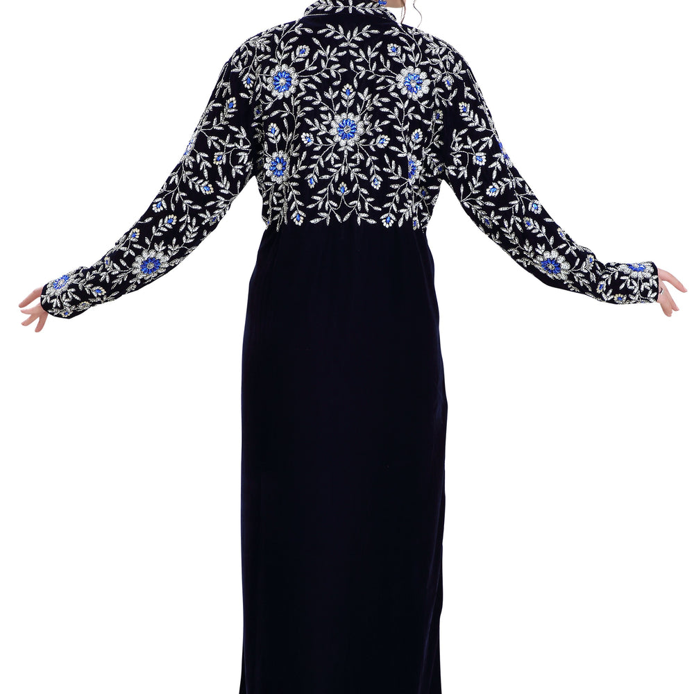 Arabian Caftan Dress With Floral Embroidery - Maxim Creation