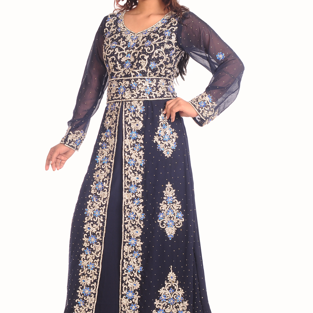 Arabian Takchita Gown With Crystal Embroidery - Maxim Creation