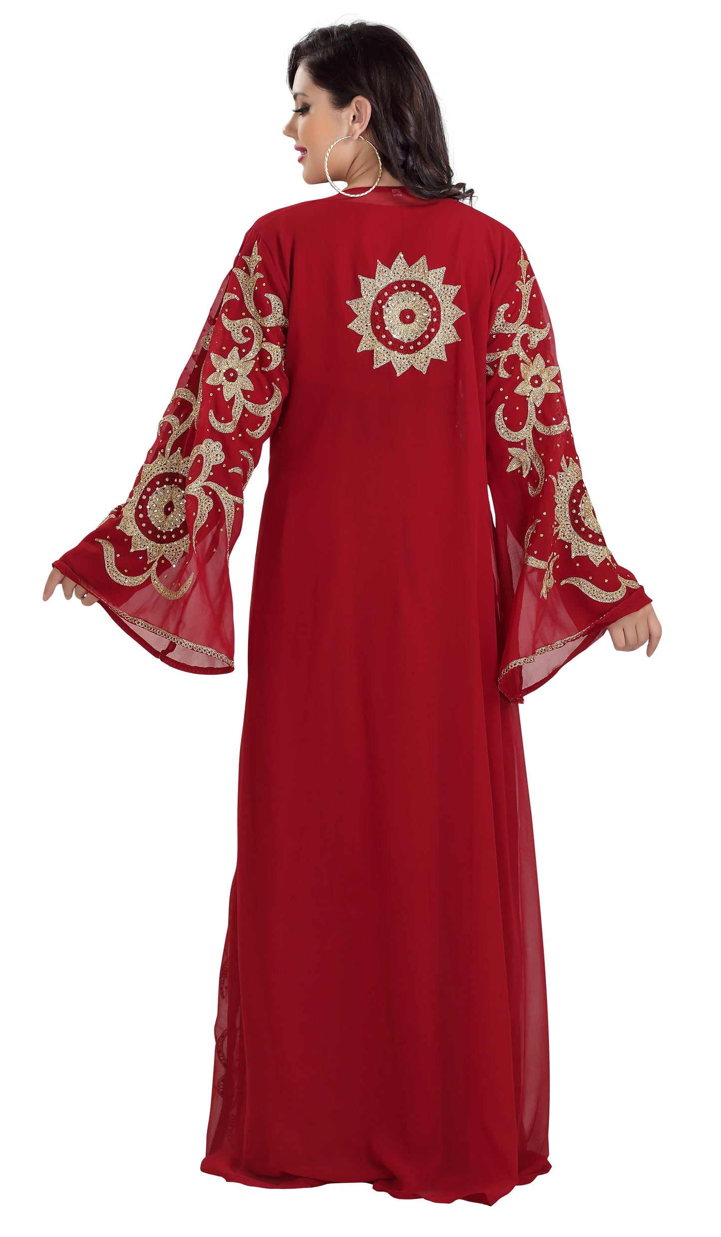 Dubai Kaftan Gown Jasmine Bridesmaid Dress in Maroon - Maxim Creation