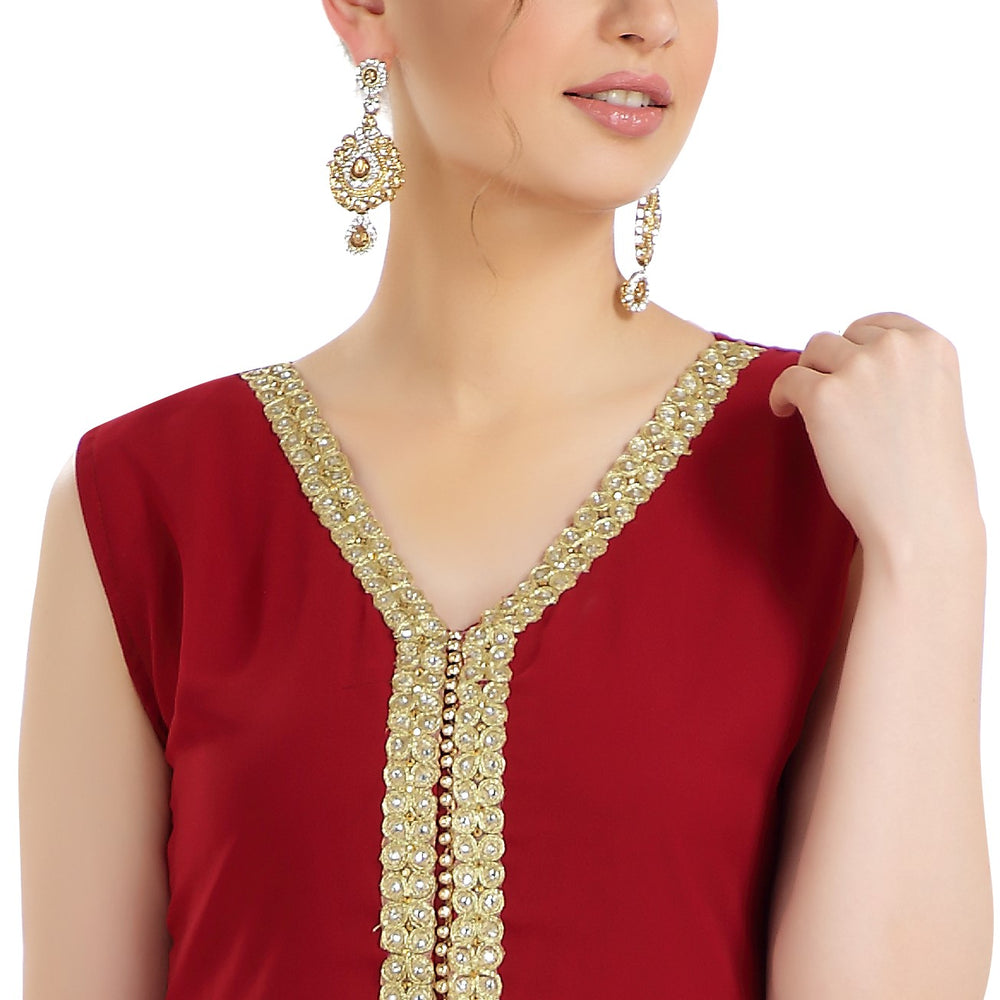 Night Gown With Embroidered Lace Sleep Wear - Maxim Creation