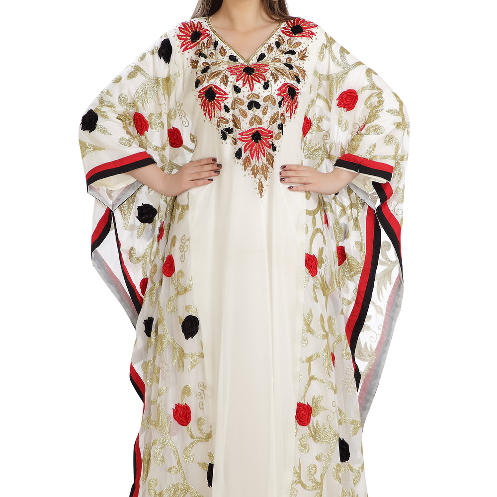 
                  
                    Embroidered Farasha Maxi in Red and Black Flowers - Maxim Creation
                  
                