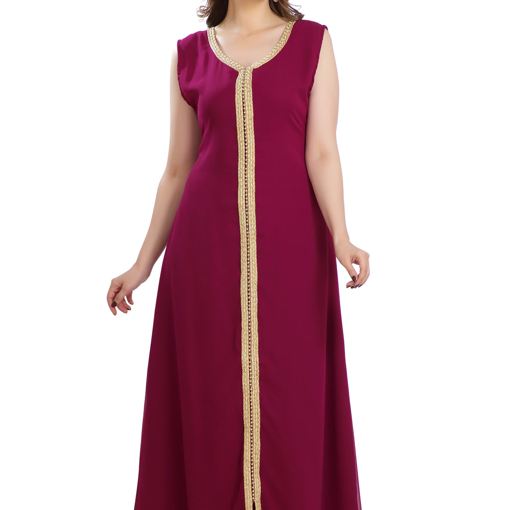
                  
                    French Cardigan Oriental Wedding Robe With Golden Embroidery Work - Maxim Creation
                  
                