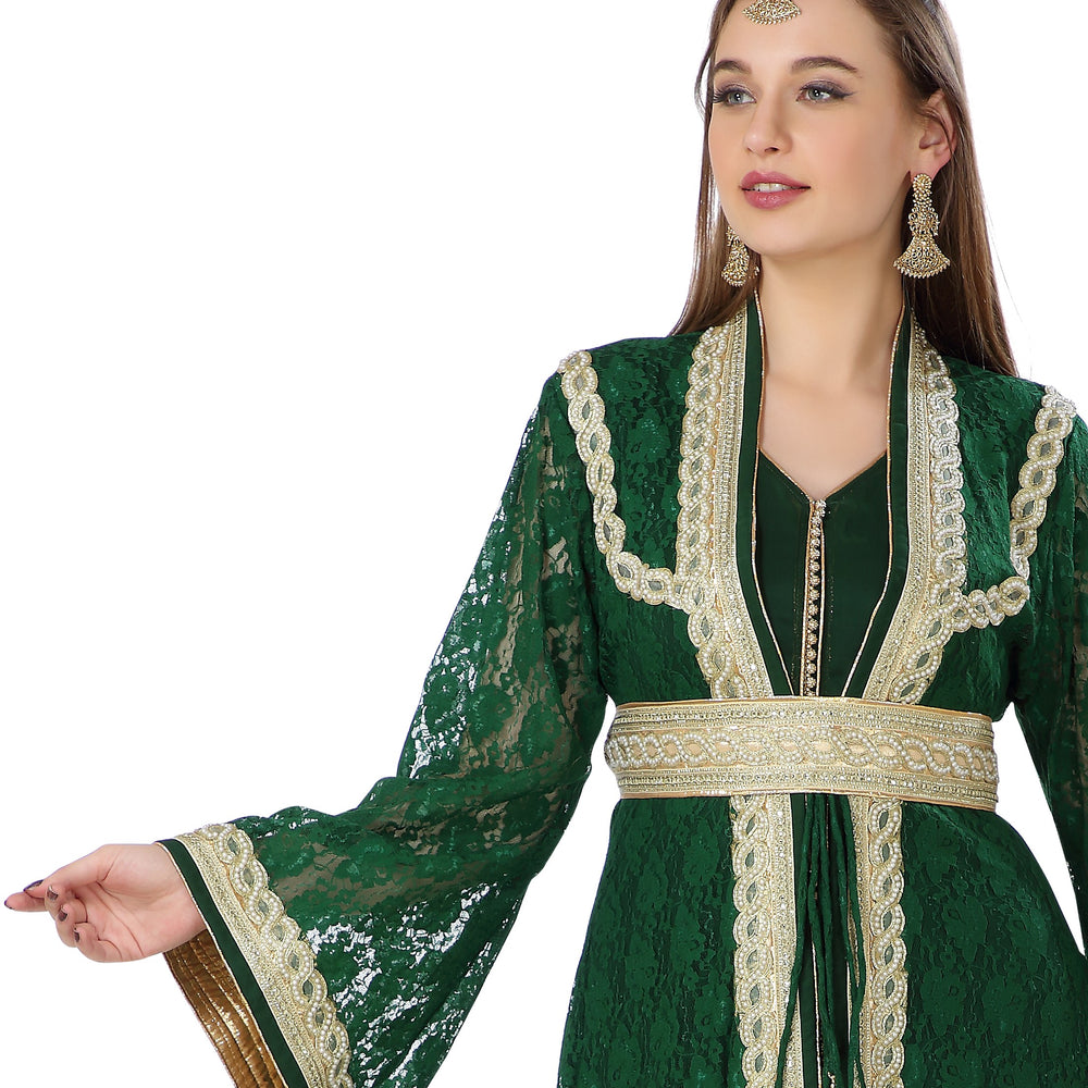 
                  
                    Arabian Caftan Bridal Embroidered Gown - Maxim Creation
                  
                